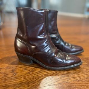 COWBOY WESTERN VINTAGE BOOTS IN BURGUNDY DARK RED